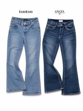Bebe & Angel Flare Jeans Bundle Women Size  Small Light Medium Wash Rhinestone